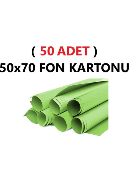 ( 50 Adet ) 50X70 cm Açık Yeşil Renkli Fon Kartonu Rulo Canlı Renk Büyük Boy Anaokulu Kreş Okul