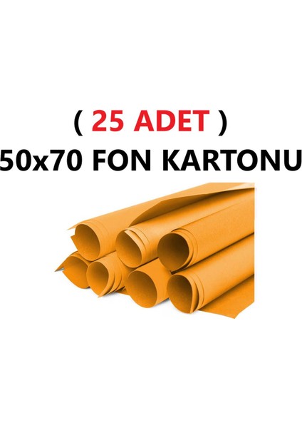 ( 25 Adet ) 50X70 cm Turuncu Renkli Fon Kartonu Rulo Canlı Renk Büyük Boy Anaokulu Kreş Okul