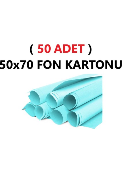 ( 50 Adet ) 50X70 cm Açık Mavi Renkli Fon Kartonu Rulo Canlı Renk Büyük Boy Anaokulu Kreş Okul