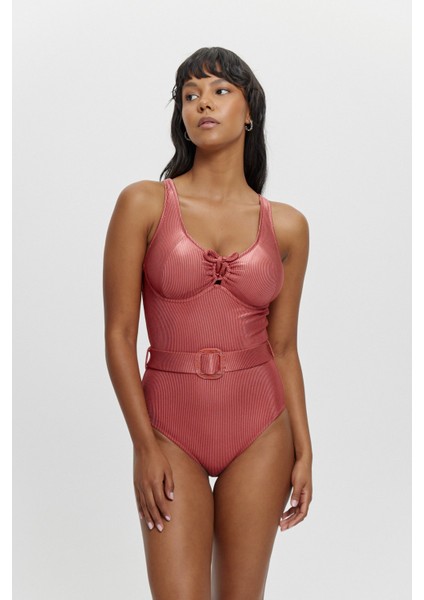 M12016 Telli Toparlayıcı Kemer Tokalı Mayo