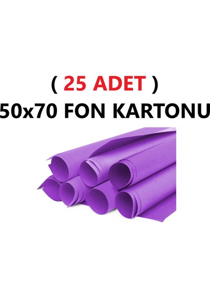 ( 25 Adet ) 50X70 cm Mor Renkli Fon Kartonu Rulo Canlı Renk Büyük Boy Anaokulu Kreş Okul