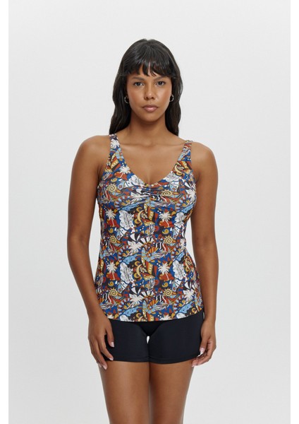 T14004 Şortlu V Yaka Tankini