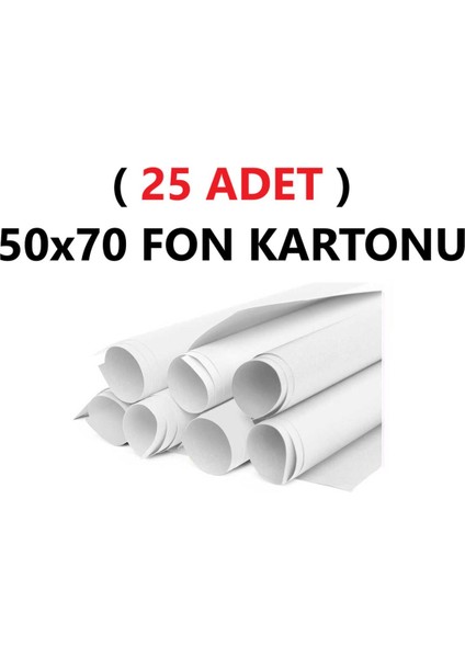 ( 25 Adet ) 50X70 cm Beyaz Renkli Fon Kartonu Rulo Canlı Renk Büyük Boy Anaokulu Kreş Okul