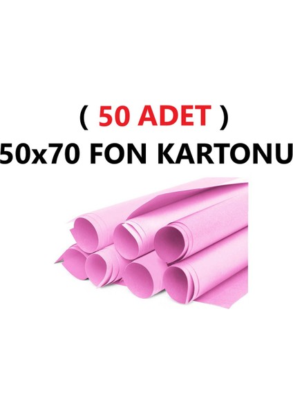 ( 50 Adet ) 50X70 cm Pembe Renkli Fon Kartonu Rulo Canlı Renk Büyük Boy Anaokulu Kreş Okul