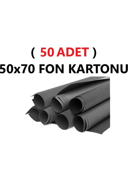 ( 50 Adet ) 50X70 cm Siyah Renkli Fon Kartonu Rulo Canlı Renk Büyük Boy Anaokulu Kreş Okul