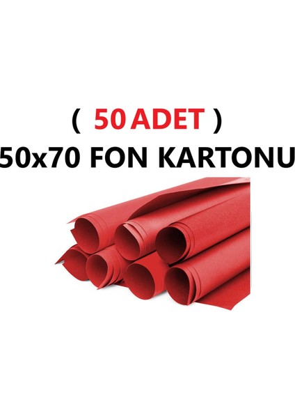 ( 50 Adet ) 50X70 cm Kırmızı Renkli Fon Kartonu Rulo Canlı Renk Büyük Boy Anaokulu Kreş Okul
