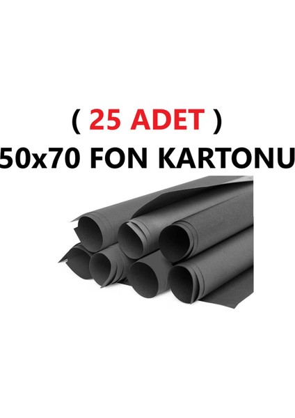 ( 25 Adet ) 50X70 cm Siyah Renkli Fon Kartonu Rulo Canlı Renk Büyük Boy Anaokulu Kreş Okul