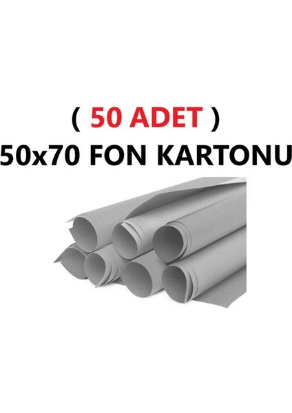 ( 50 Adet ) 50X70 cm Gri Renkli Fon Kartonu Rulo Canlı Renk Büyük Boy Anaokulu Kreş Okul