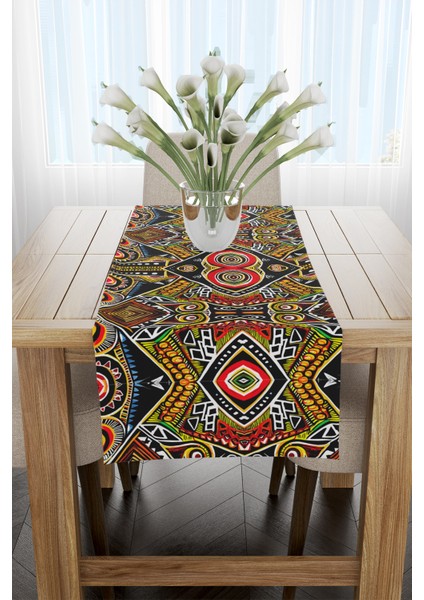 Çok Renkli Etnik Afrika Figürlü Runner 40X140CM