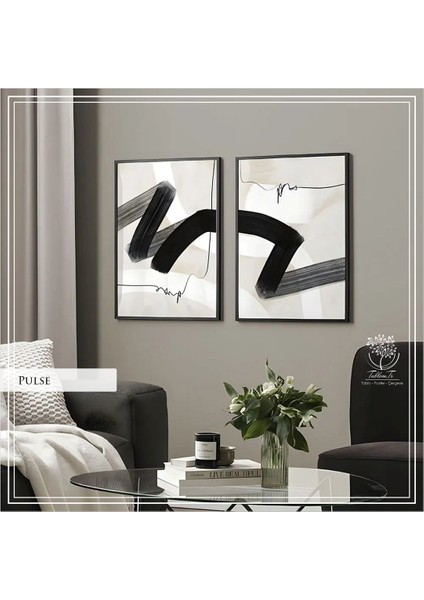 Metal Çerçeveli Camlı Pulse 2'li Dekoratif Tablo