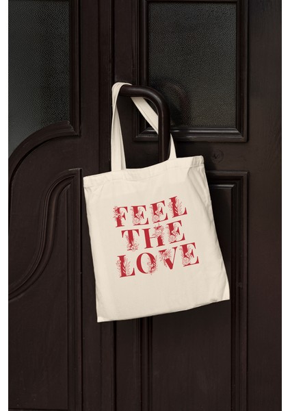 Feel The Love Baskılı Ham Bez Çanta fiyatları