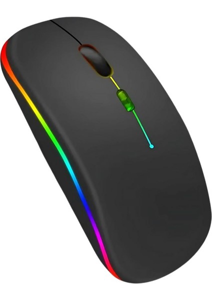 Şarjlı Rgb Işıklı Çift Modlu Kablosuz Mouse, Laptop, Tablet, Telefon, Tv Uyumlu Mouse Süper Sessiz