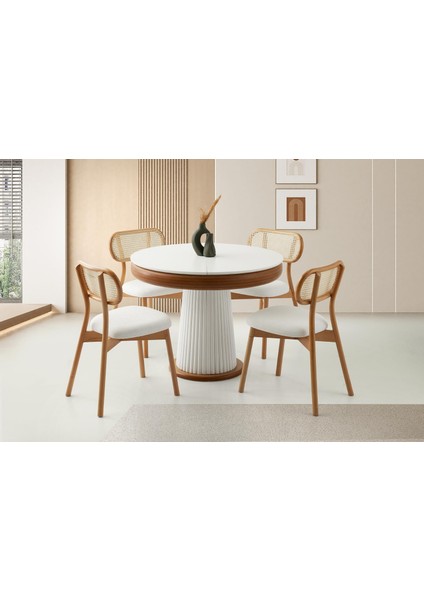 Vintage Masa, Zerda Sandalye, Beyaz, 100 x 100