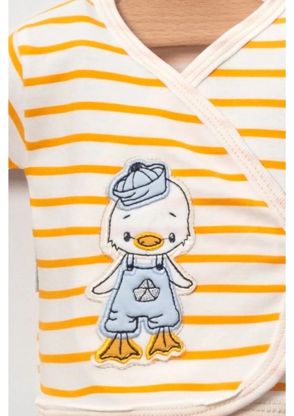 Ördek Süzene Nakışlı Lüx Unisex Yeni Doğan Hastane Çıkış 5'li Zıbın Seti - Kutulu Hediyelik Set modelleri