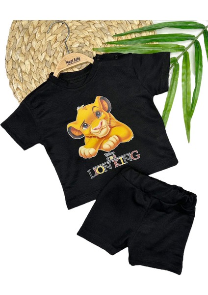 Erkek Bebek Lion King Figürlü Şortlu Takım