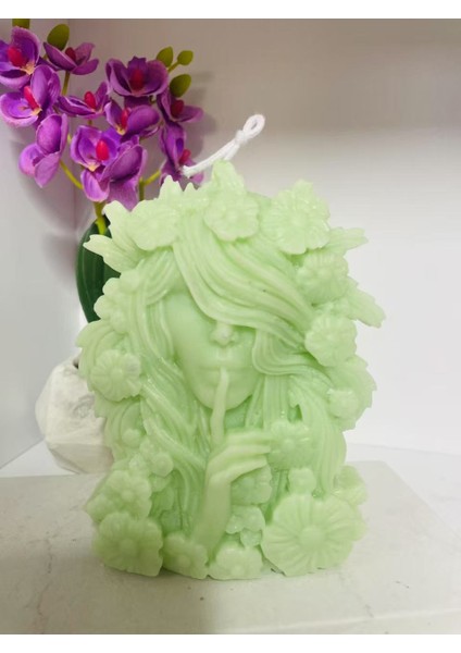 Çiçekli Kız Dekoratif Kokulu Mum / Girl With Flowers Decorative Scented Candle fiyatları