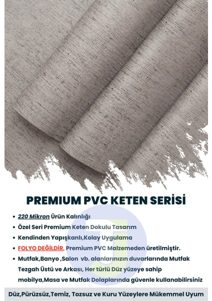 Kendinden Yapışkanlı Dokulu Keten Görünümlü Mutfak Salon Duvar Dolap Masa Kaplama 60 x 100 cm