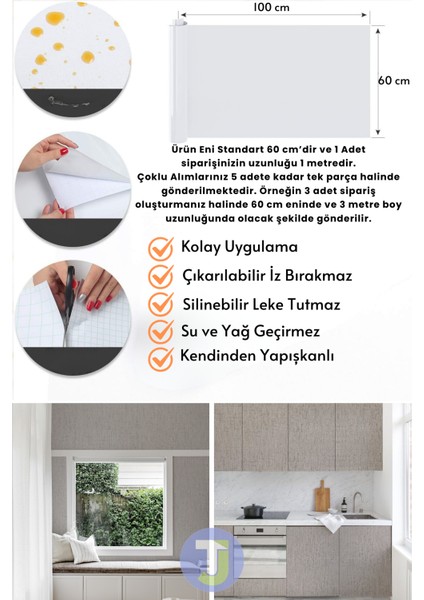 Kendinden Yapışkanlı Dokulu Keten Görünümlü Mutfak Salon Duvar Dolap Masa Kaplama 60 x 100 cm
