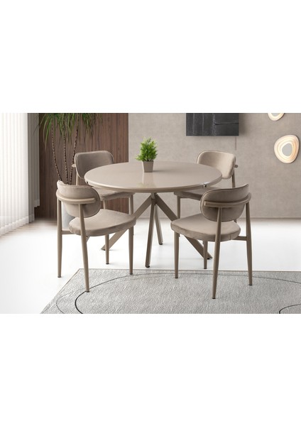 Aristo Masa, Perla Sandalye, Cappicino, 120 x 120