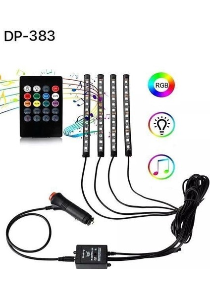 Araç Içi Ayak Altı Ses Duyarlı Şerit LED 4lü Set