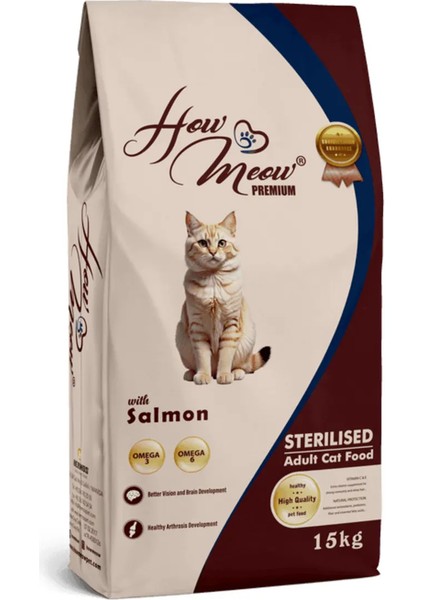 How&meow Steril Somonlu Yetişkin Kedi Maması 15 kg