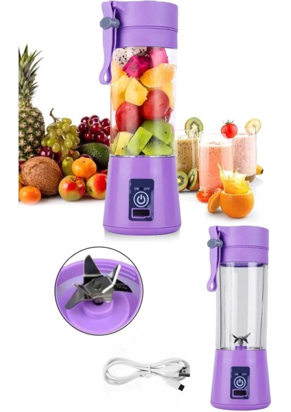 Portatif Taşınabilir El Blender 380 ml USB Şarjlı
