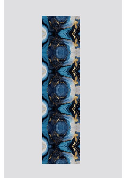 Lacivert Mavi Soyut Desenli Runner 40X220CM fiyatları
