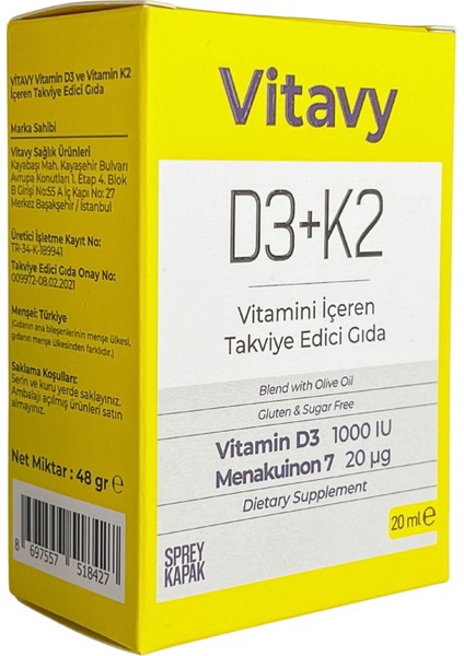 D3K2 Vitamini Sprey 20 ml 140 Puff