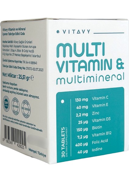 Multivitamin & Multimineral 1 x 30 Tablet 2'li Set