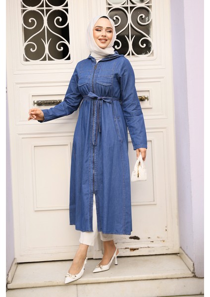 Fermuarlı Lacivert Tesettür Kot Kap 7103L fiyatları