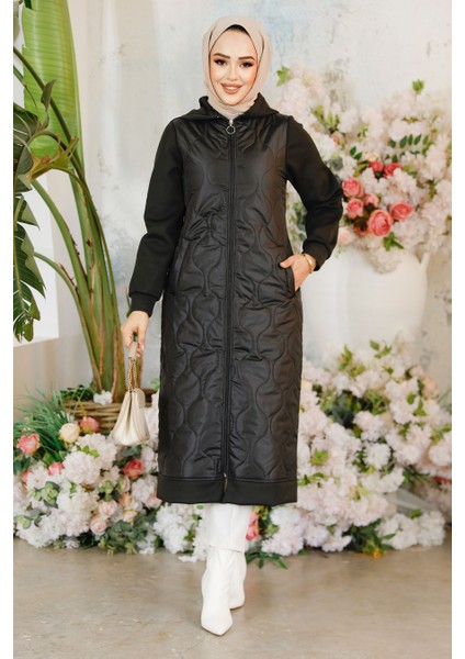 Kapitone Siyah Tesettür Kap 80291S