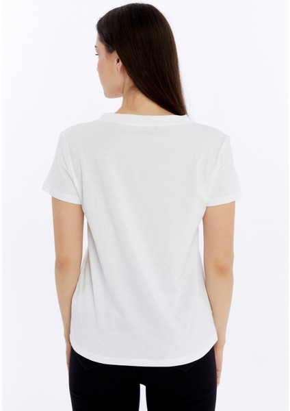 Kadın T-Shirt V Yaka Kısa Kollu