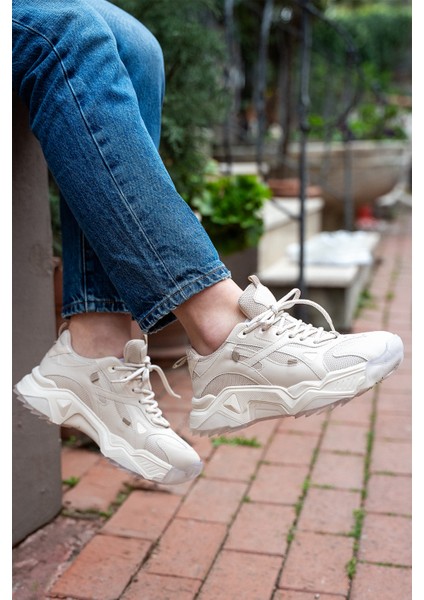 Kadın Sneaker Kalın Taban Bağcıklı Spor Ayakkabı Pizen