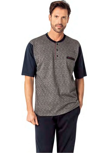 6088 Erkek Üçlü Kısa Kollu Şortlu Pijama Takımı