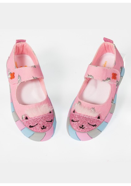 Pembe Kedi Kanvas 3D Kız Çocuk Babet modelleri