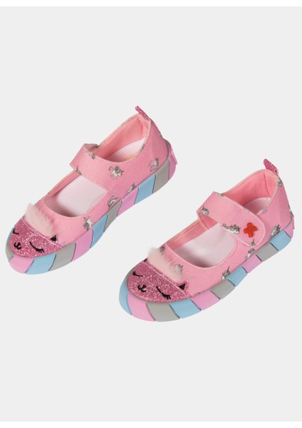 Pembe Kedi Kanvas 3D Kız Çocuk Babet fırsatları