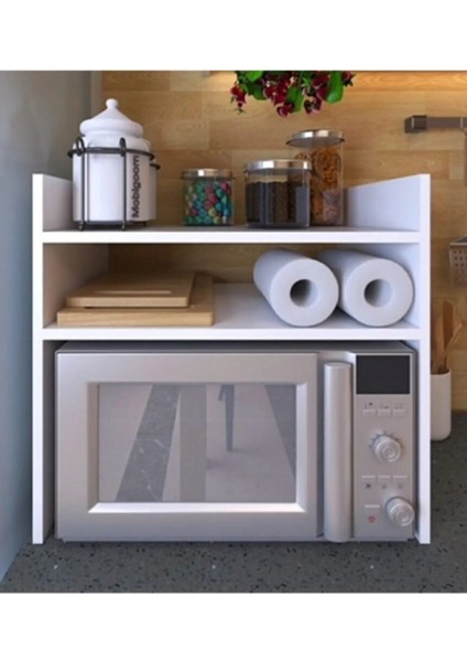 Beyaz Tezgah Üstü Raf – Fırın ve Mikrodalga Uyumlu, Çok Amaçlı Mutfak Düzenleyici ve Depolama Ünitesi