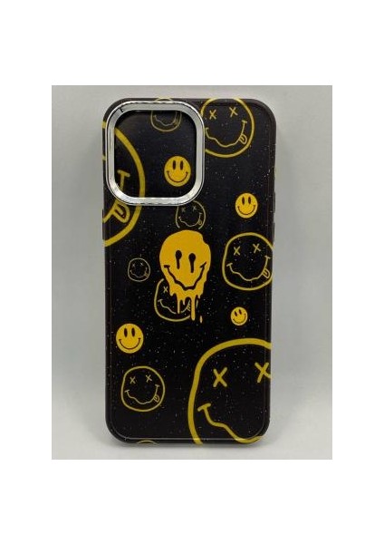 Apple iPhone 13 Pro Özel Yağlı Boya Gülen Yüz Tasarımlı Lüks Silikon Kılıf