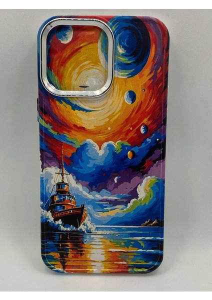 Apple iPhone 15 Özel Yağlı Boya Deniz Tasarımlı Lüks Silikon Kılıf