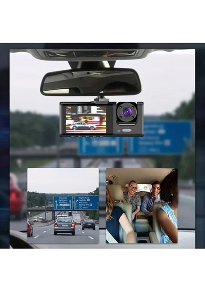 Blue Inter Int-Cmr 67 Araç Içi 1080P Kamera 3 Kamera Ön-Iç ve Arka Wıfı Video Kaydedic