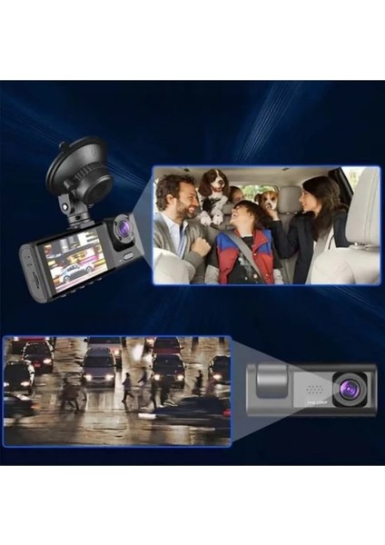 Blue Inter Int-Cmr 67 Araç Içi 1080P Kamera 3 Kamera Ön-Iç ve Arka Wıfı Video Kaydedic