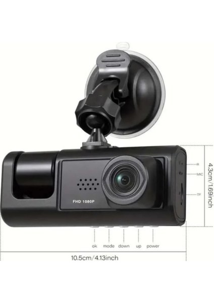 Blue Inter Int-Cmr 67 Araç Içi 1080P Kamera 3 Kamera Ön-Iç ve Arka Wıfı Video Kaydedic