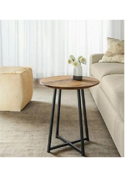Ahşap Yuvarlak Yan Sehpa