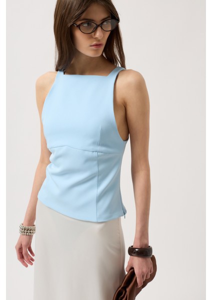 Sırt Kurdele Detay Bebe Mavi Bluz modelleri