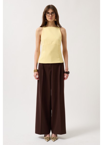 Sırt Kurdele Detay Sarı Bluz fiyatları