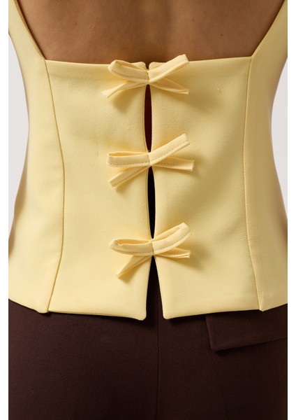 Sırt Kurdele Detay Sarı Bluz fırsatları