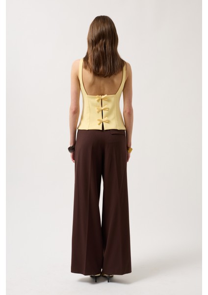 Sırt Kurdele Detay Sarı Bluz indirimleri