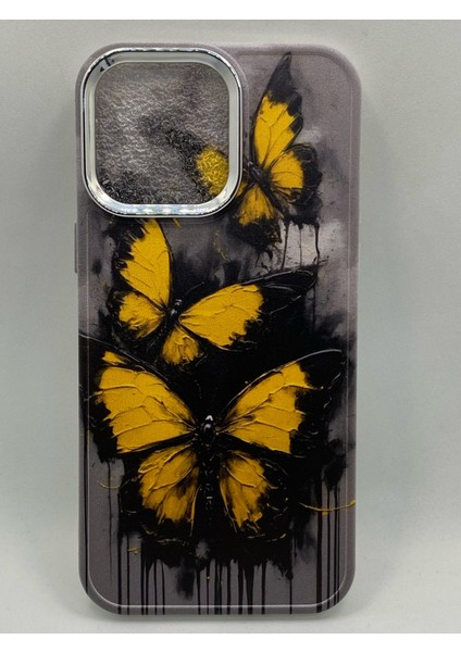 Apple iPhone 15 Pro Max Özel Kelebek Yağlı Boya Tasarım Lüks Silikon Kılıf fiyatları