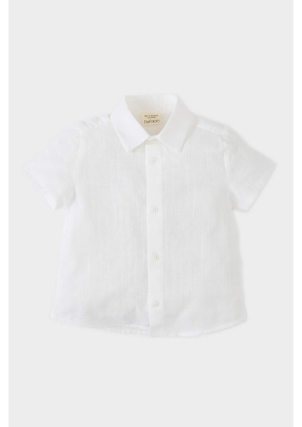 Erkek Bebek Flamlı Poplin Kısa Kollu Gömlek
