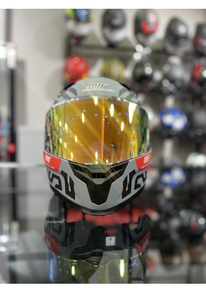 910 Arı Desen Kapalı Kask Gold Vizörlü modelleri